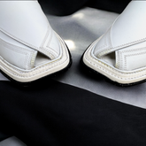 Double Sole Takidar Chappal White - Pure Leather Handmade Peshawari chappal